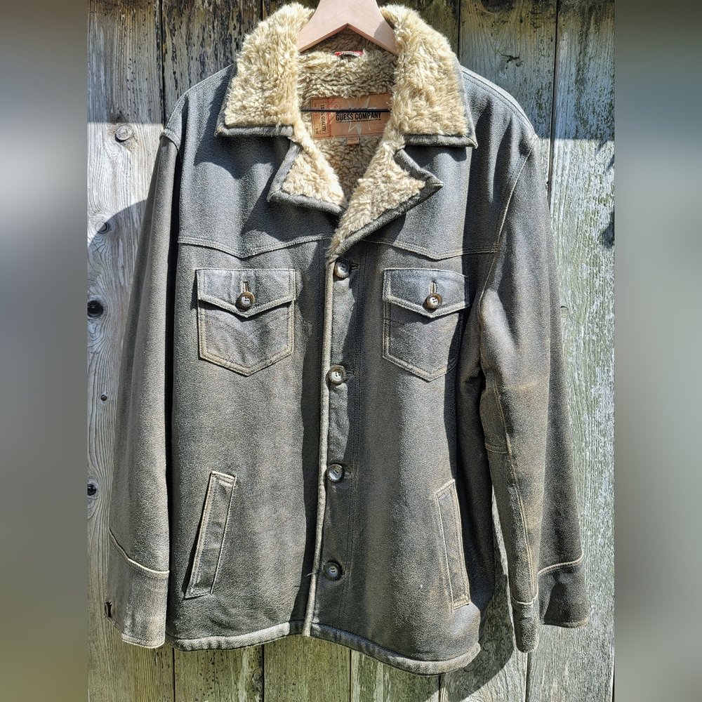 Guess Leather Rancher Coat L